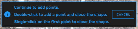 An informational box that gives instructions about how to add points when creating polygons.